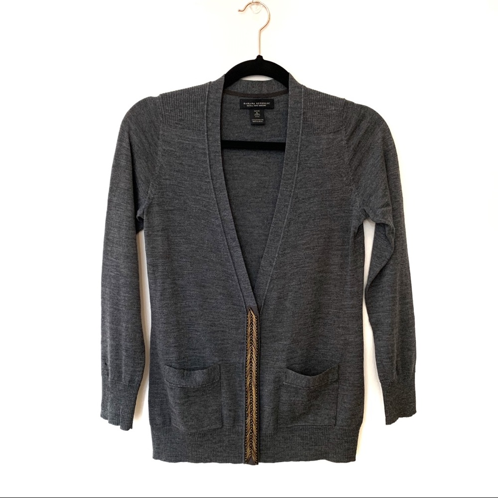 ✨Banana Republic Beaded Grey Cardigan